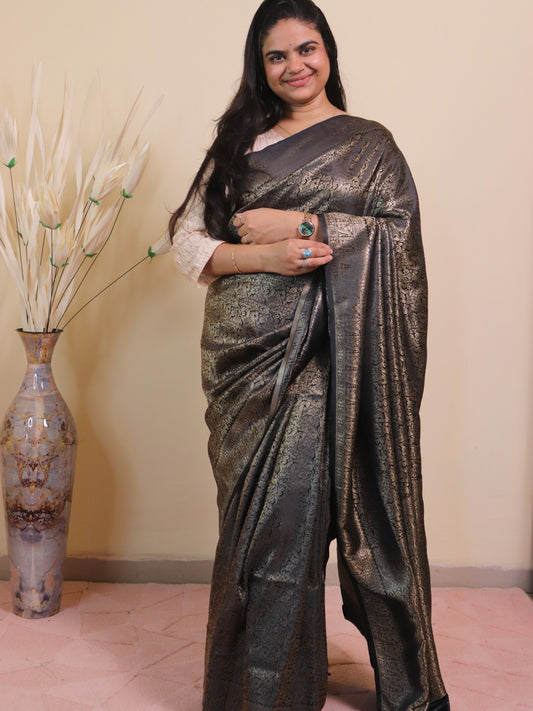 Banarasi Silk Jamawar Saree - Black