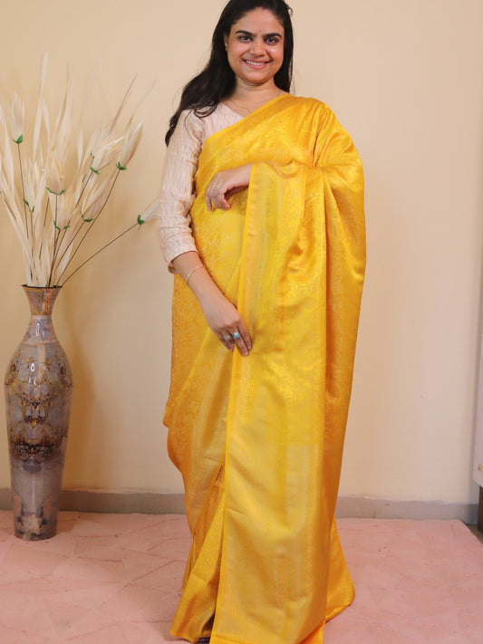Banarasi Silk Jamawar Saree - Yellow