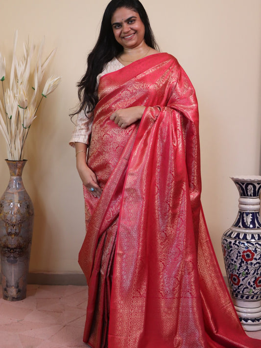 Banarasi Silk Jamawar Saree - Red