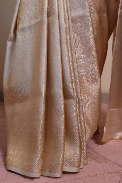 Banarasi Silk Jamawar Saree - White