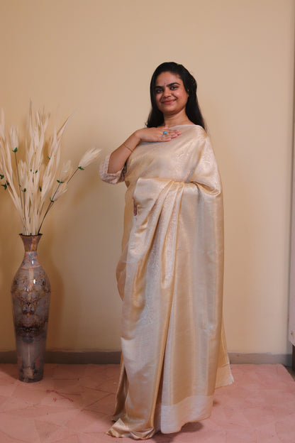 Banarasi Silk Jamawar Saree - White