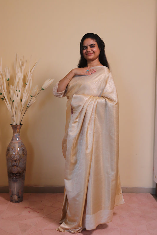 Banarasi Silk Jamawar Saree - White