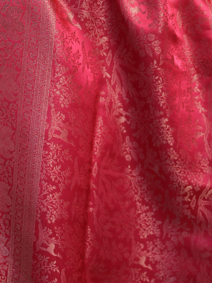 Banarasi Silk Jamawar Saree - Cherry Red
