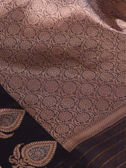 Banarasi Cotton Saree With Sona Rupa Weaving -Navy Blue