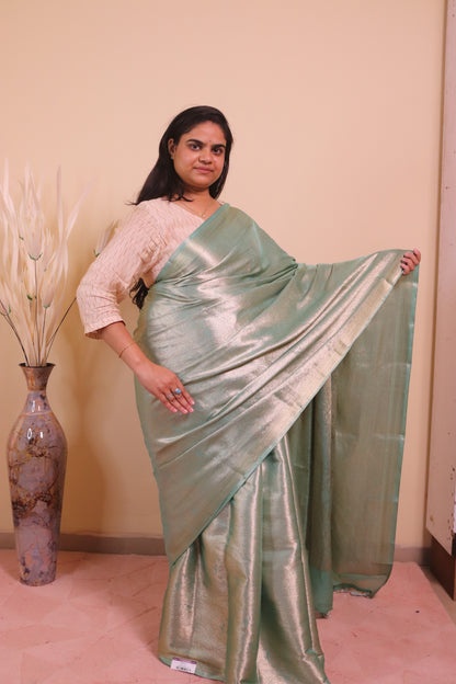 Banarasi Tissue Jamawar Saree - Blue