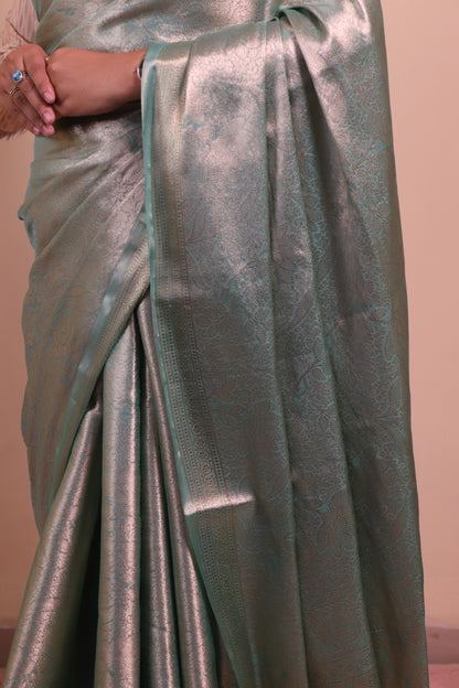 Banarasi Tissue Jamawar Saree - Blue