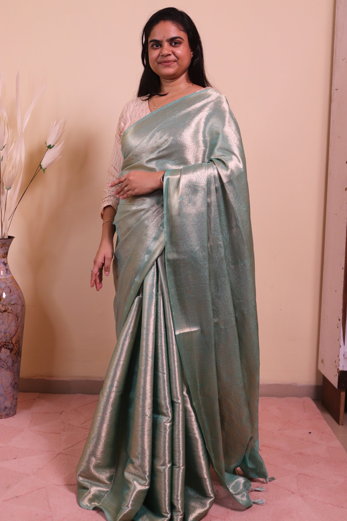 Banarasi Tissue Jamawar Saree - Blue
