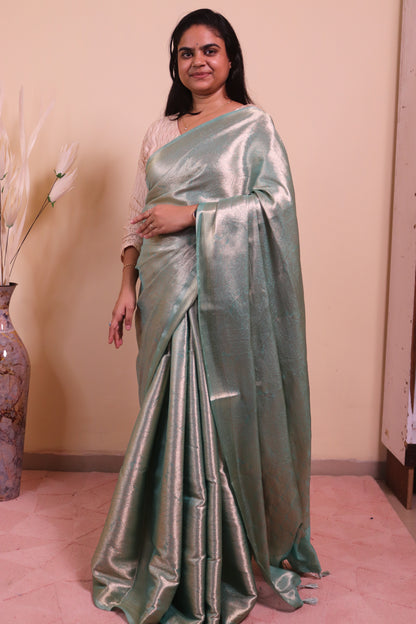 Banarasi Tissue Jamawar Saree - Blue