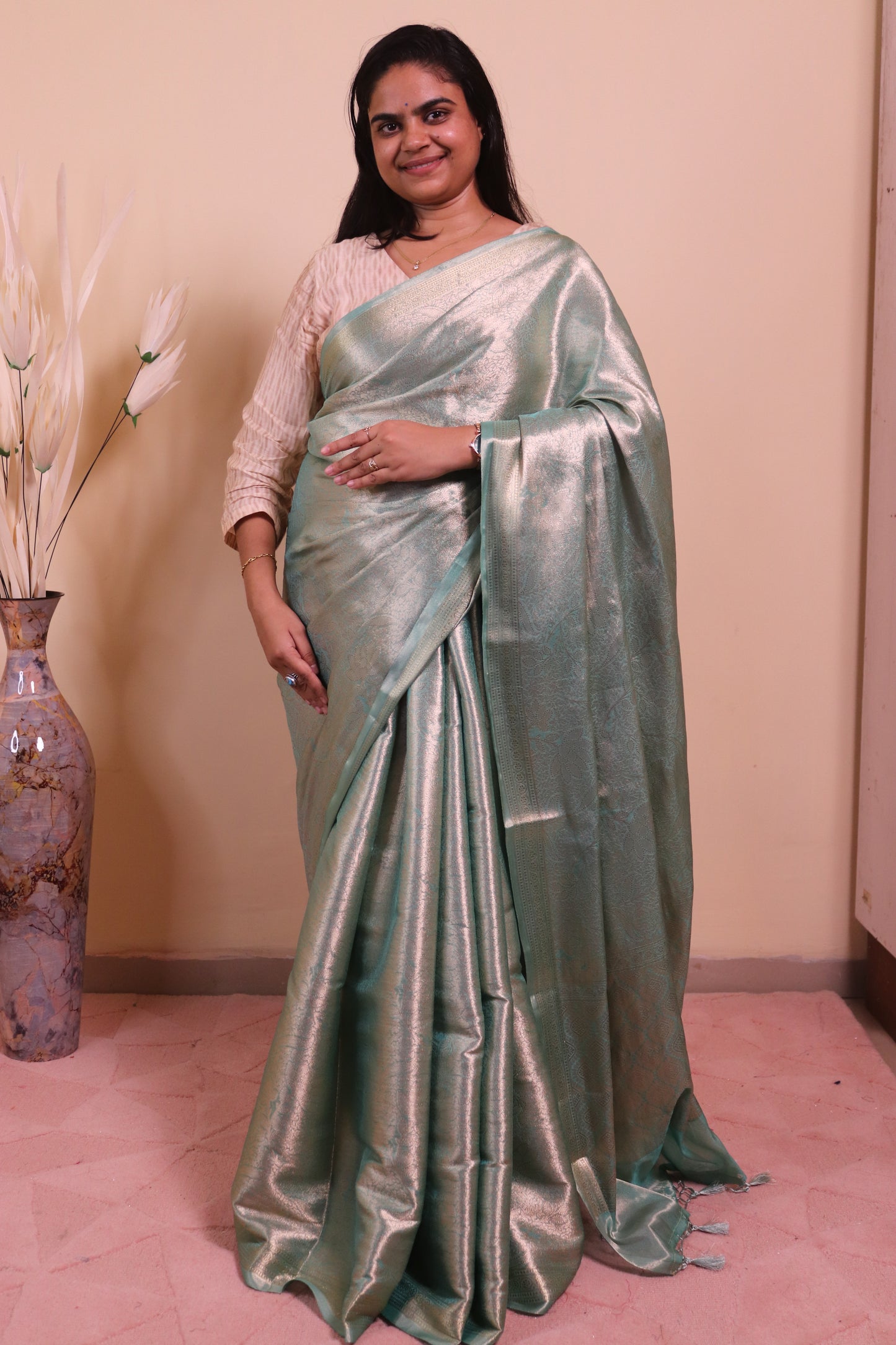 Banarasi Tissue Jamawar Saree - Blue