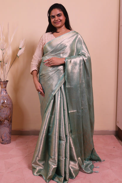 Banarasi Tissue Jamawar Saree - Blue