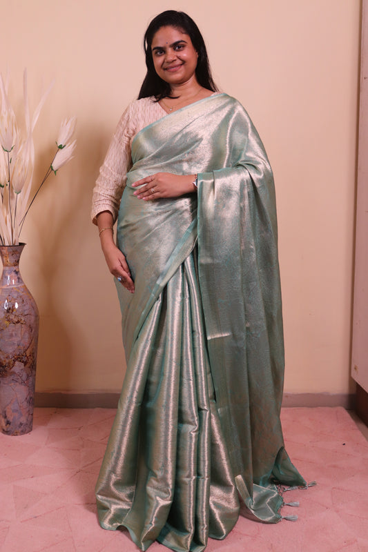 Banarasi Tissue Jamawar Saree - Blue