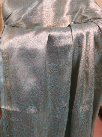 Banarasi Tissue Jamawar Saree - Blue