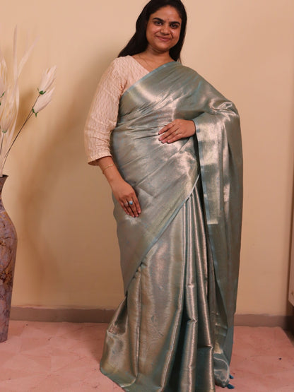 Banarasi Tissue Jamawar Saree - Blue