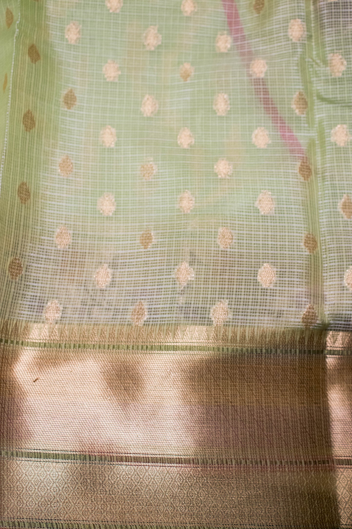 Banarasi Cotton With Paithani Weaved Border Jaal Buti - Green