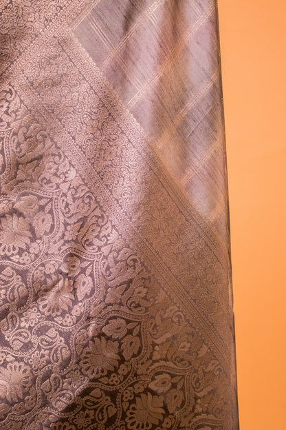 Multi Color Cotton Silk Fabric Square Weaving - Brown