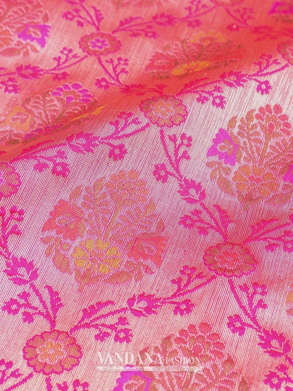 Exquisite Handloom Kadhua Weave With Pink Edges