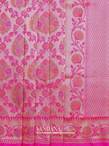 Exquisite Handloom Kadhua Weave With Pink Edges