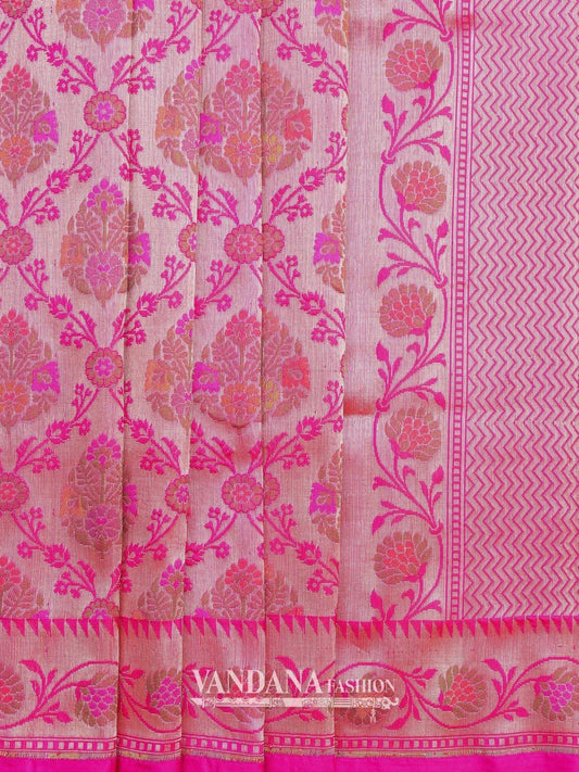 Exquisite Handloom Kadhua Weave With Pink Edges