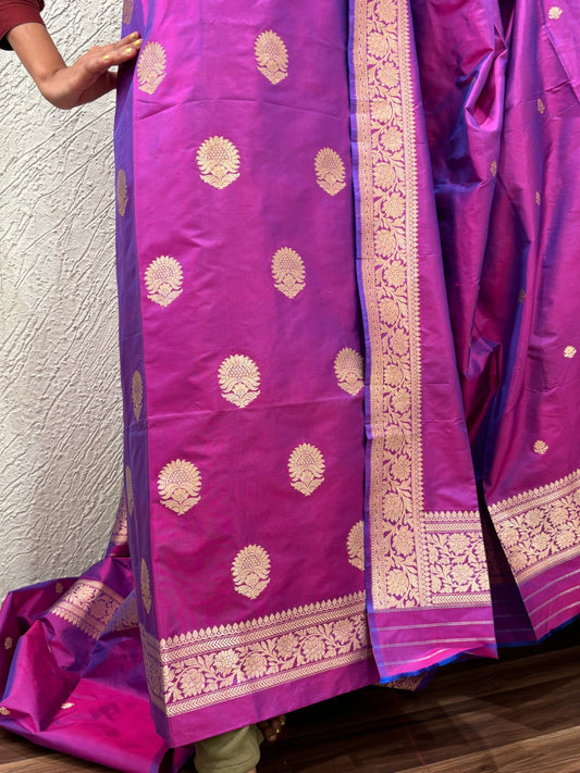 Blush Pink Pure Georgette Banarasi Khaddi Unstitched Suit Fabric