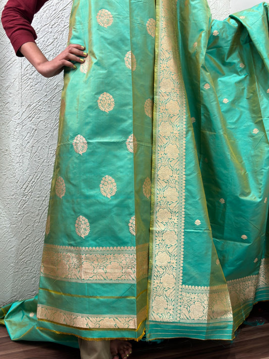 Mint Green Handloom Banarasi Unstitched Suit