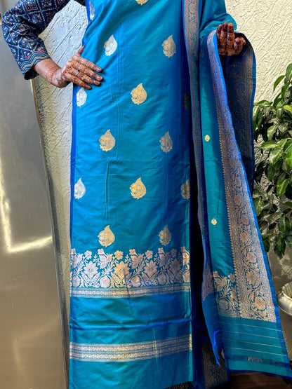 Mashru Silk Minakari Banarasi Jungla Unstitched Suit