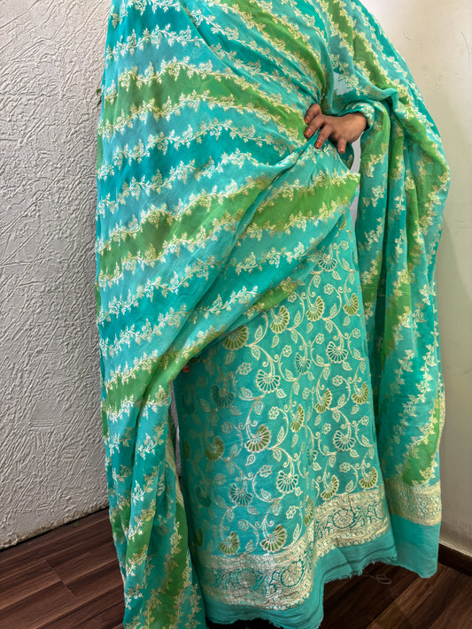Pure Georgette Banarasi Khaddi Suits - Blue