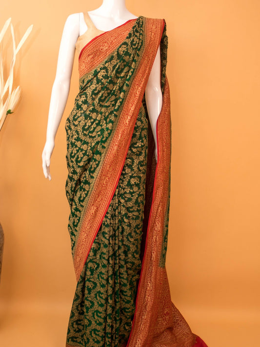Designer Handwork Blouse With Tissue Weaving Saree