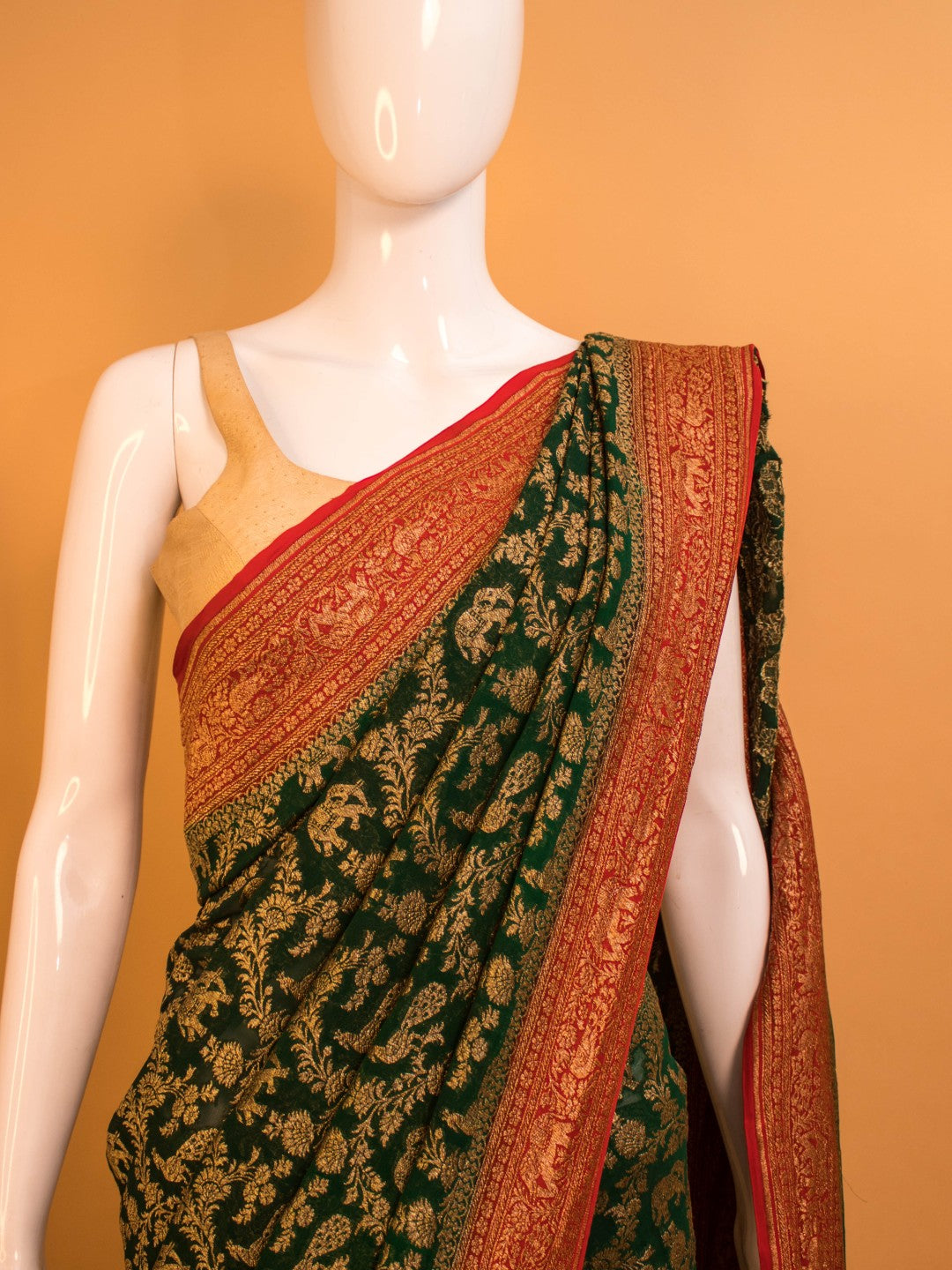 Designer Handwork Blouse With Tissue Weaving Saree