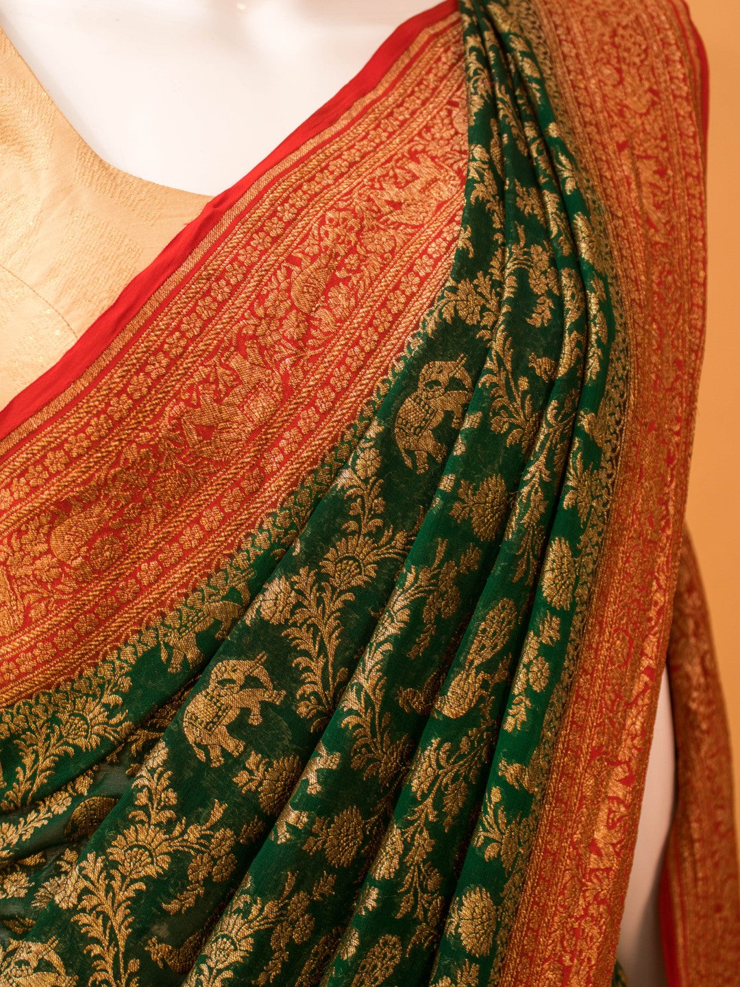 Designer Handwork Blouse With Tissue Weaving Saree