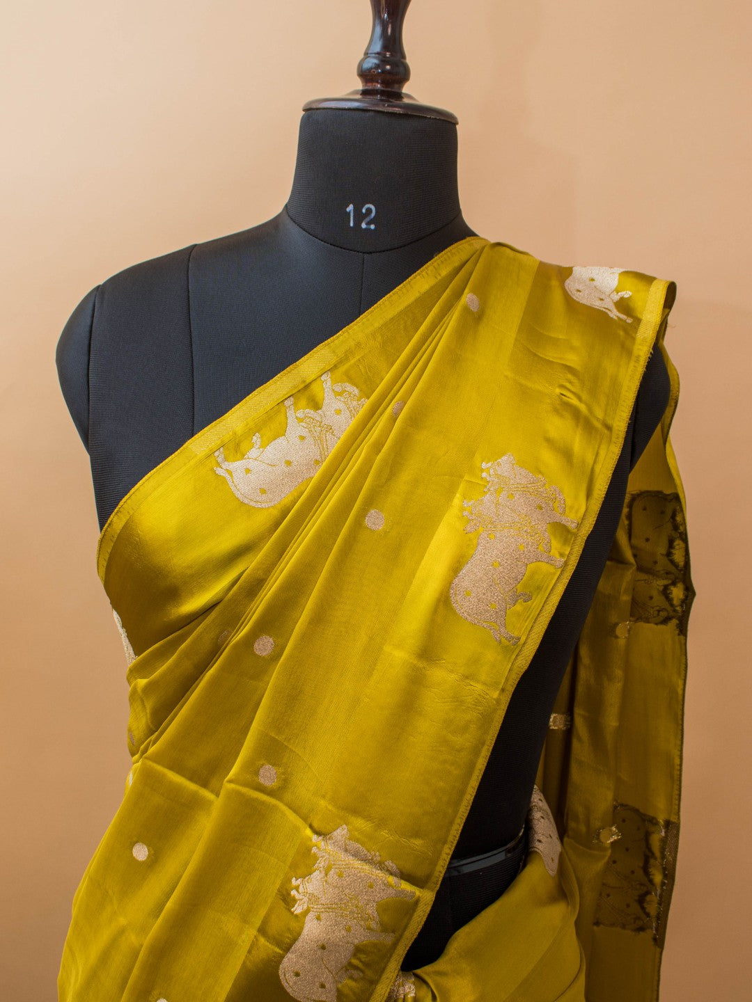 Soft Chinon Saree With Nandi Motif Border - Red