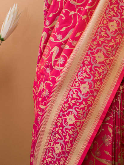Kataan Silk In Gold N Silver Jaal In Banarasi Weaving