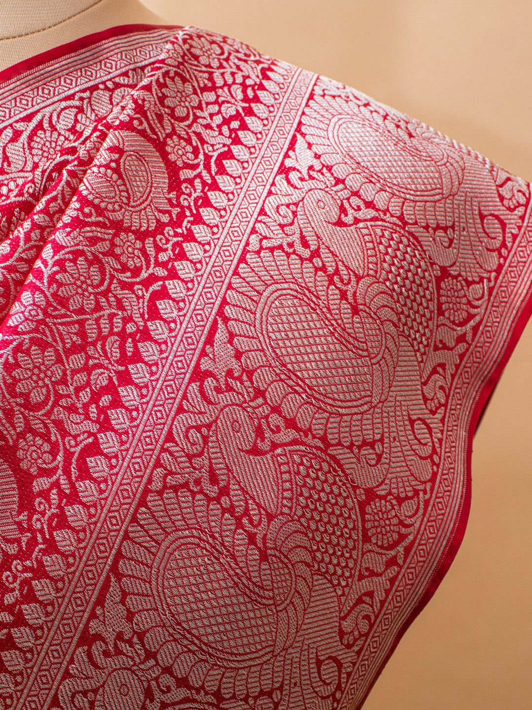Soft Silk Saree In Tanchui Jamawar Style Weaving - Pink