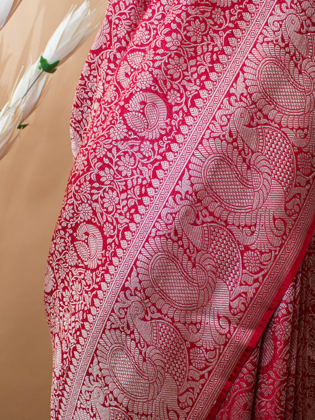 Soft Silk Saree In Tanchui Jamawar Style Weaving - Pink