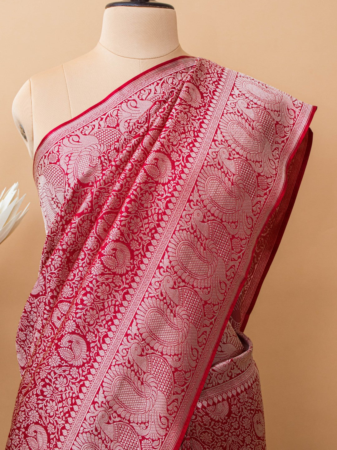 Soft Silk Saree In Tanchui Jamawar Style Weaving - Pink