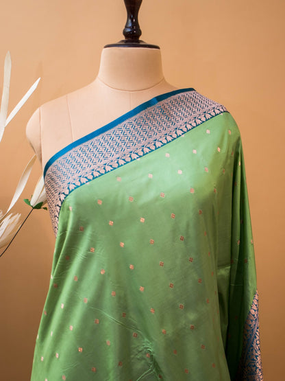 Pure Kataan Silk Contrast Border Small Butti