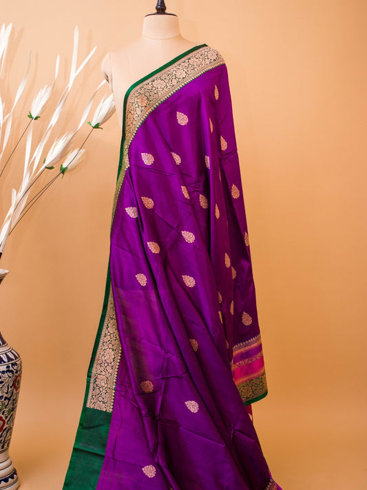 Pure Kataan Silk Contrast Ragkaat Border Design