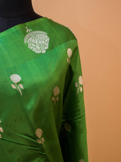 Pure Mango Silk With Beautiful Flower Motifs