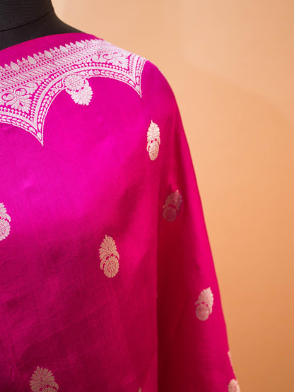 Pure Mashru Silk Curly Border Buti Design