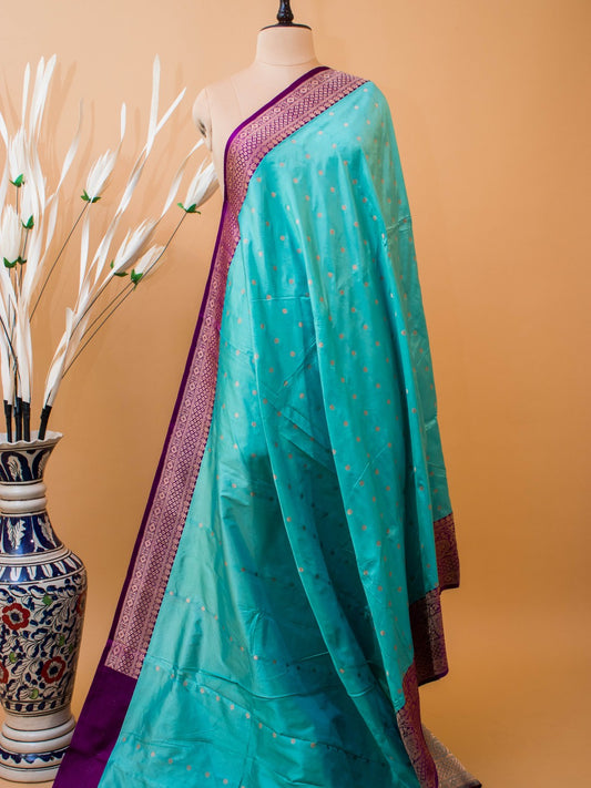 Pure Kataan Silk In Small Buti N Contrast Border