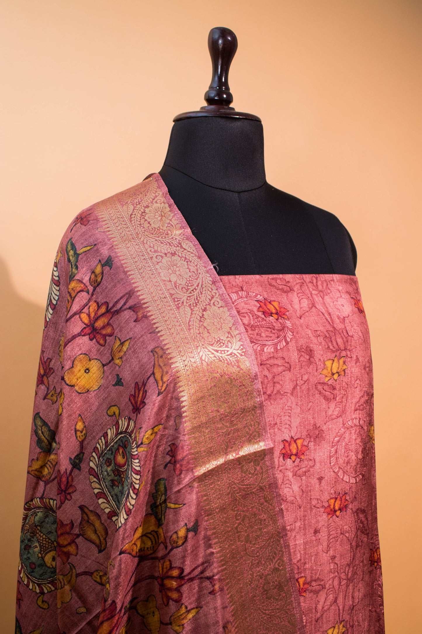 Pure Silk Kalamkari Printed Style Suits - Pink