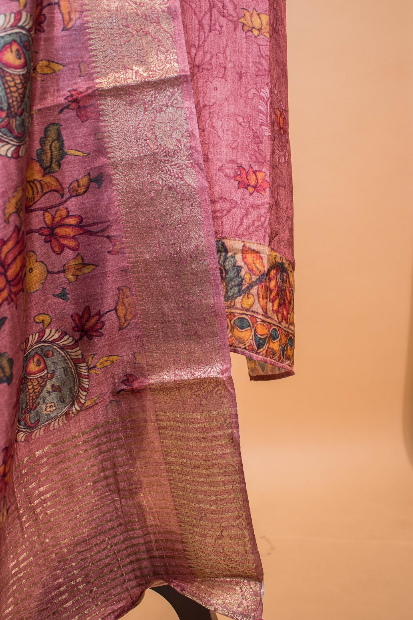 Pure Silk Kalamkari Printed Style Suits - Pink