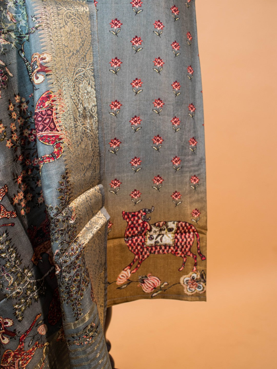 Pure Silk Pichwai Style Printed Unstitched Suit