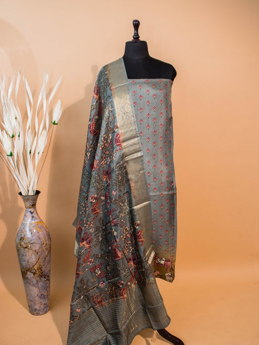 Pure Silk Pichwai Style Printed Unstitched Suit