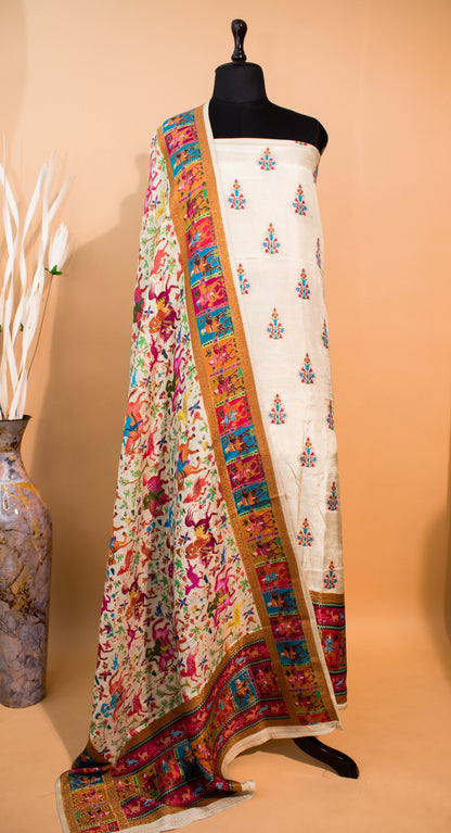 Pashmina Style Weaving In Pure Munga Silk Banarasi Unstitched Suit