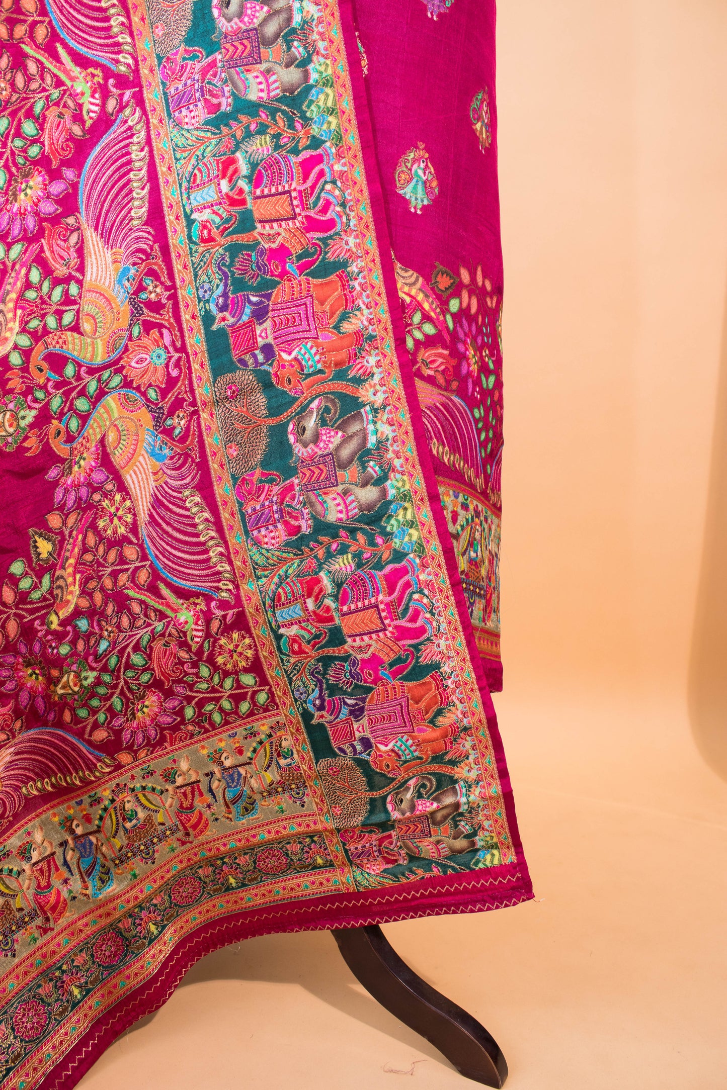 Pashmina Style Weaving In Pure Munga Silk Banarasi Unstitched Suit - Pink