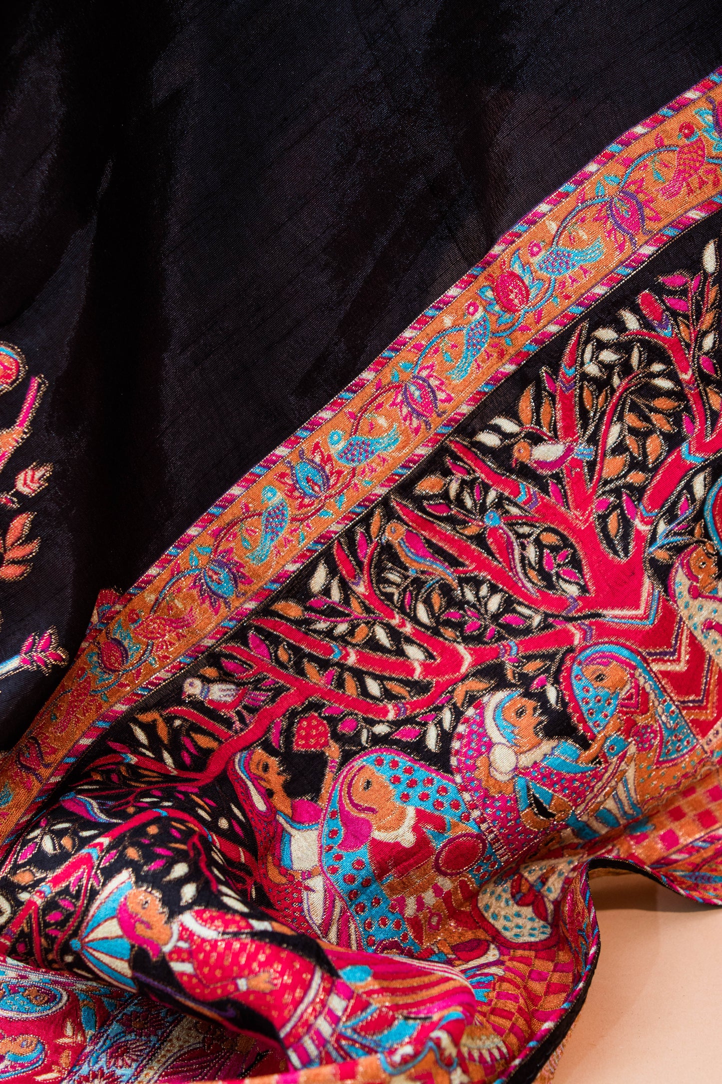 Pashmina Style Weaving In Pure Munga Silk Banarasi Unstitched Suit - Black