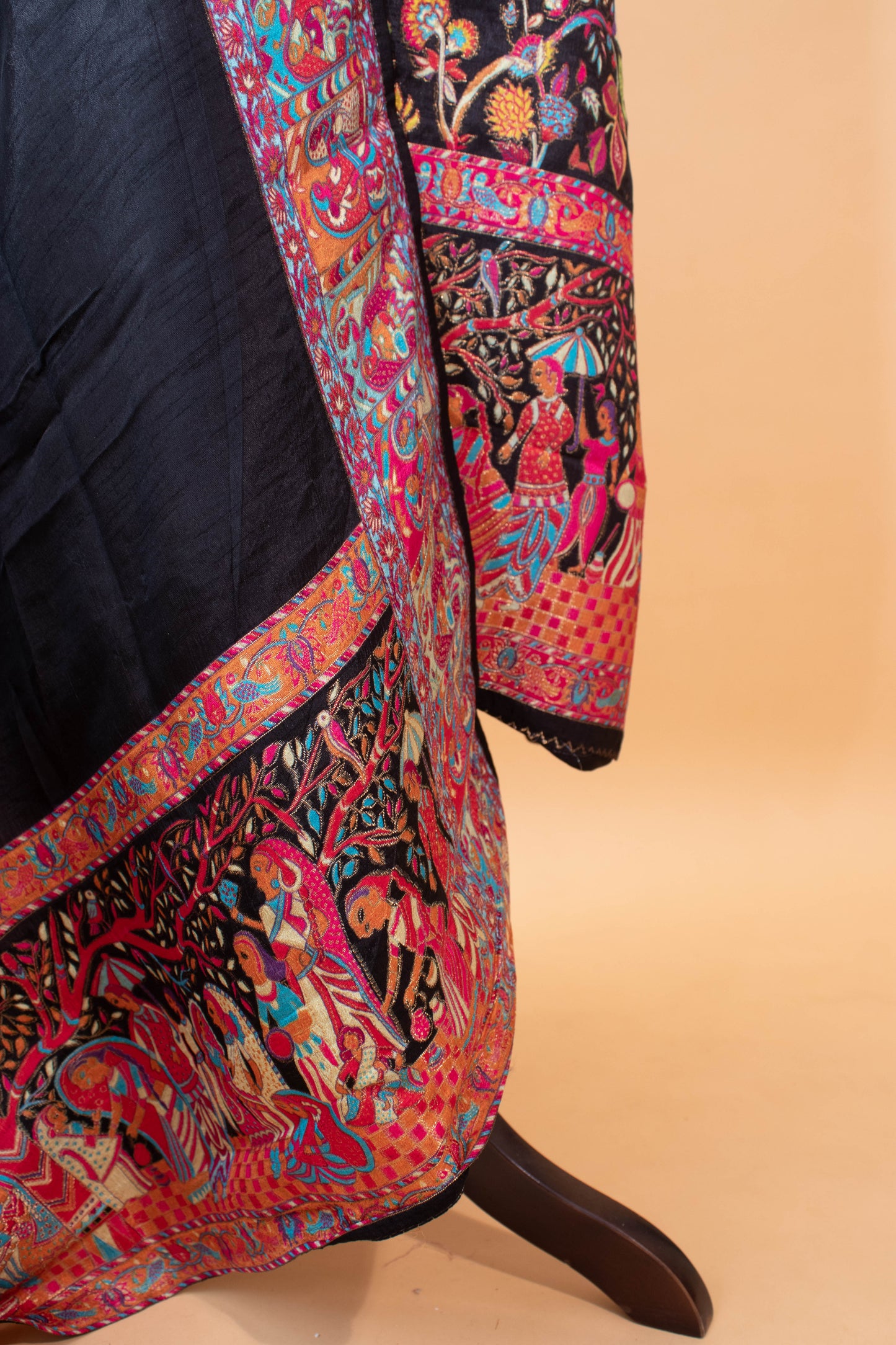 Pashmina Style Weaving In Pure Munga Silk Banarasi Unstitched Suit - Black