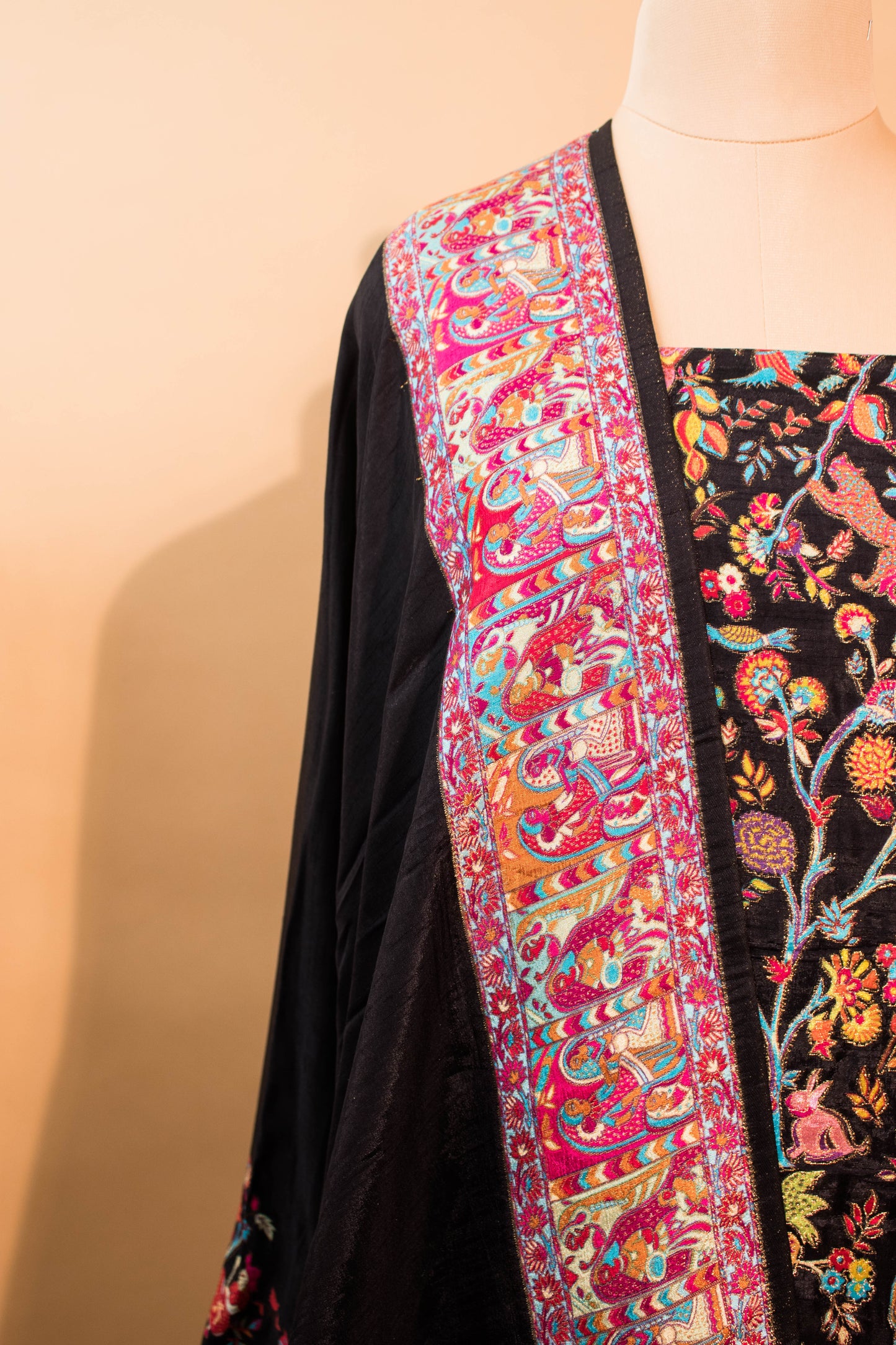 Pashmina Style Weaving In Pure Munga Silk Banarasi Unstitched Suit - Black