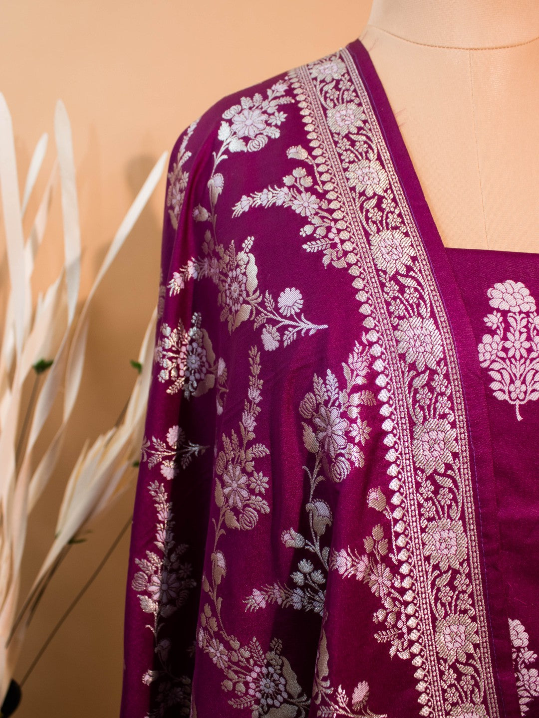 Banarasi Kataan Silk Unstitched Suitfabrics 3pc