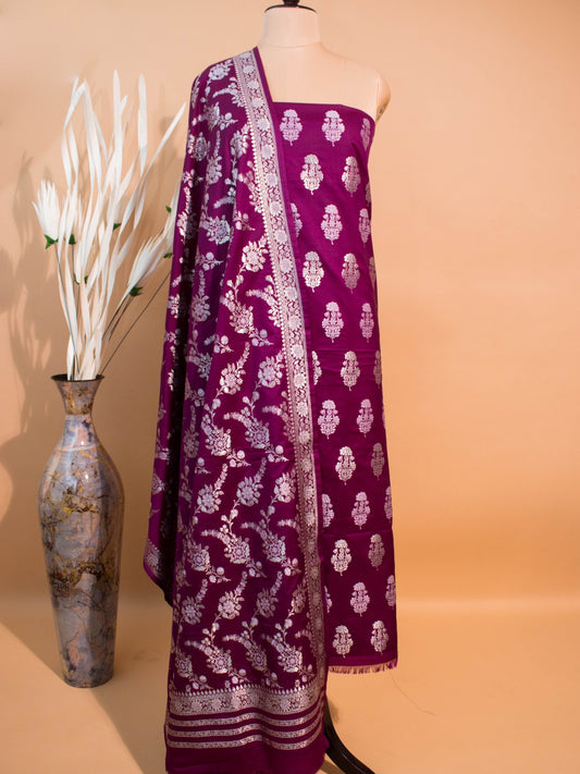 Banarasi Kataan Silk Unstitched Suitfabrics 3pc